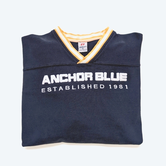 Vintage Anchor Blue v-neck navy sweater, men's medium - Picture 5 of 7